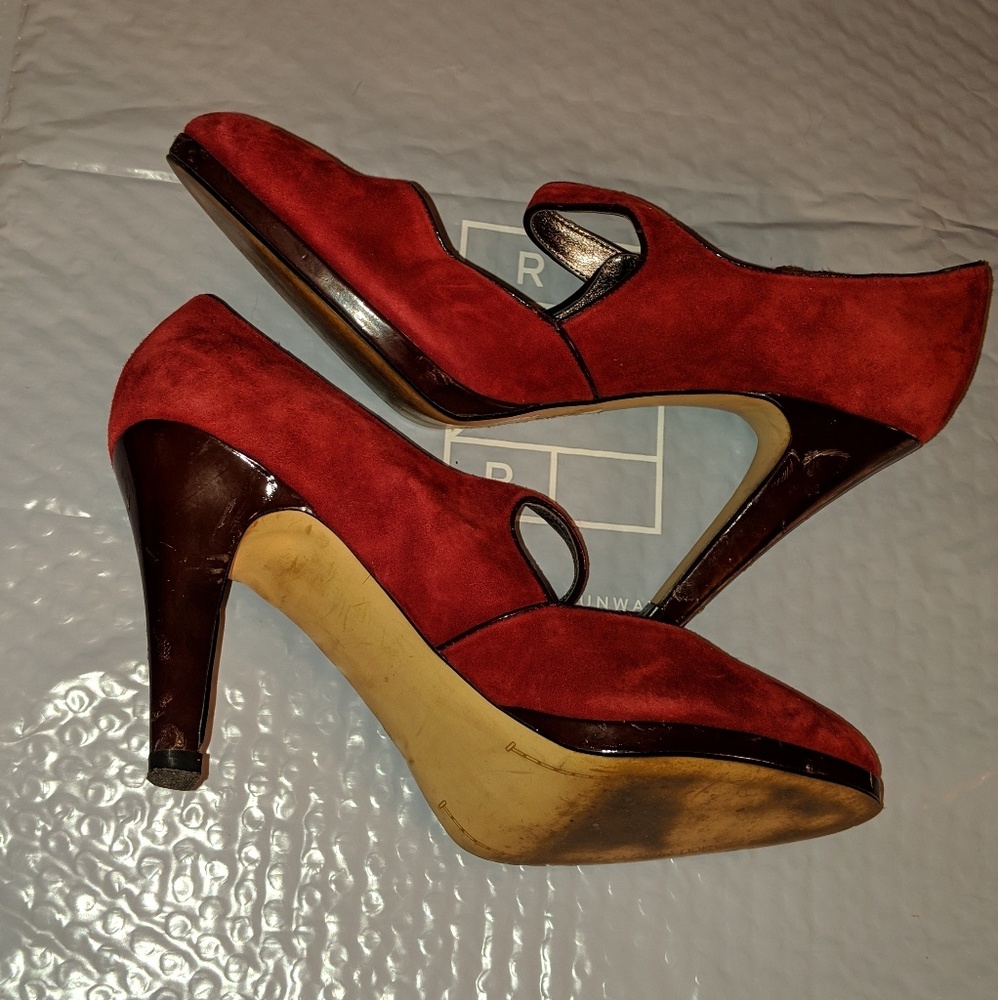 Burgundy Franco Sarto suede pumps